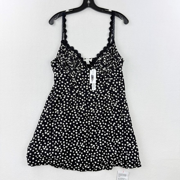 TOPSHOP Polka Dot Mini Summer Dress Size 8 Womens Black/White NEW - Picture 1 of 9